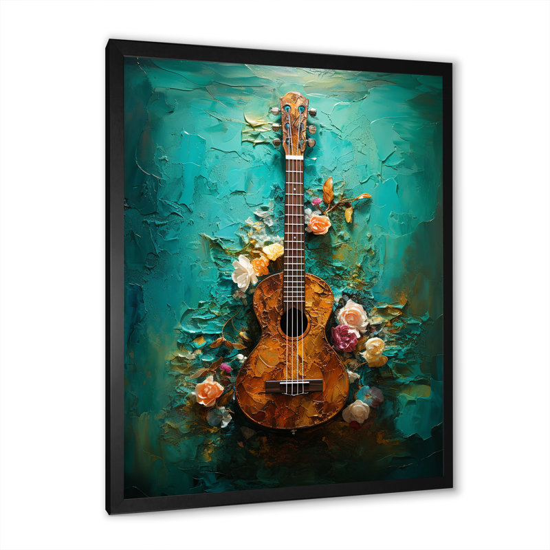 Guitare tropicale euphonique, Cadre simple noir, H 44 po x l 34 po x P 1,5 po