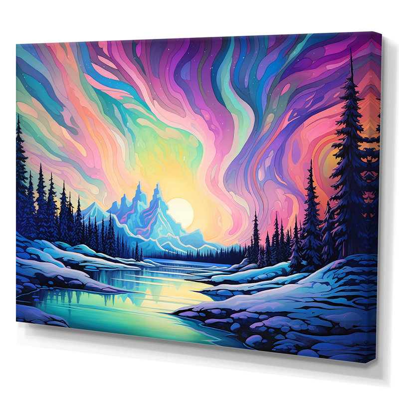 Impression sur toile Kawaii Borealis Lamdscape I, H 12 po x l 20 po x P 1 po, Toile tendue
