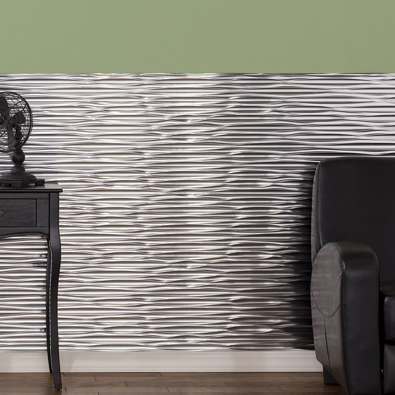 Panneau mural décoratif en vinyle 4 pi x 8 pi FASÄDE Dunes, Aluminium brossé