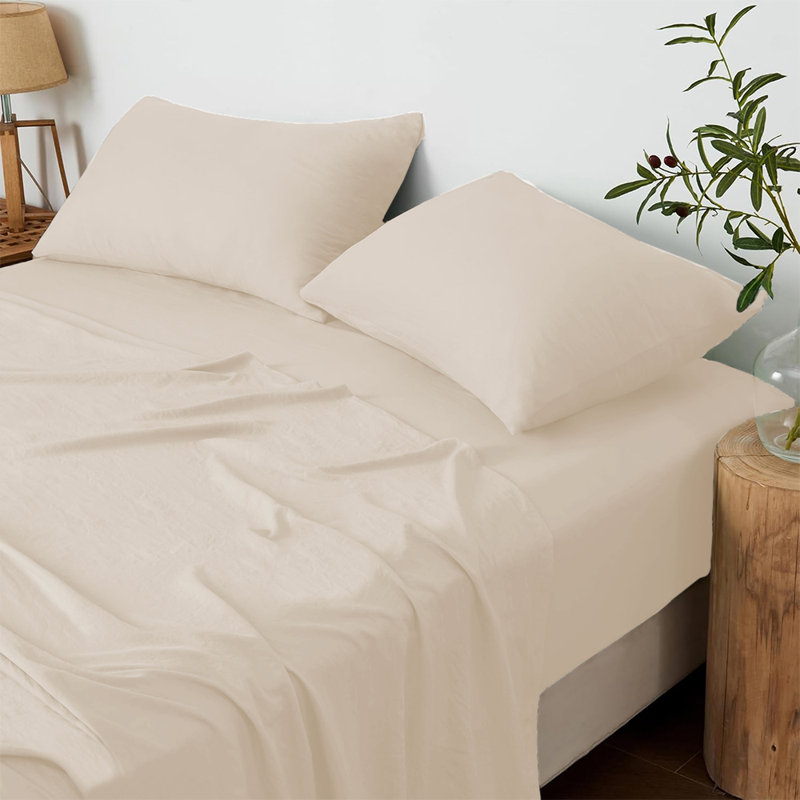 Nahama 100% Cotton Machine Woven Flat Sheet, Double (4'6), Cream
