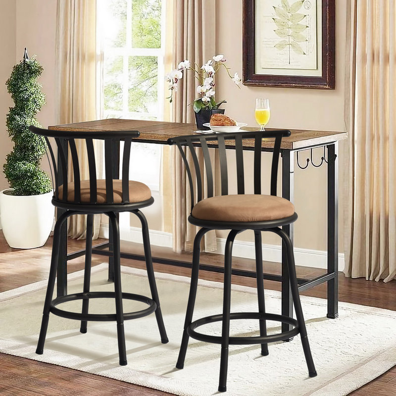 Chalfonte 24" Swivel Upholstered Counter Stool with Metal Frame for Kitchen or Counter, Counter Stool (24" Seat Height)
