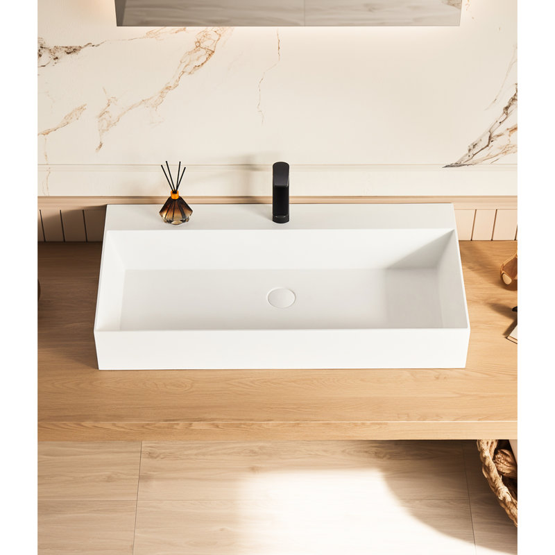 30" X 18" Solid Surface Rectangle Wall Mounted Matte White Bathroom Sink - And Luxurious Option