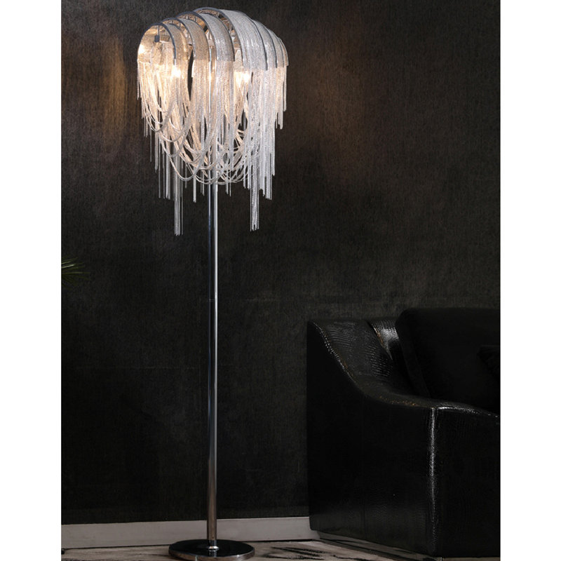 Lampe sur pied 66 "Novelty, Chrome, Argent