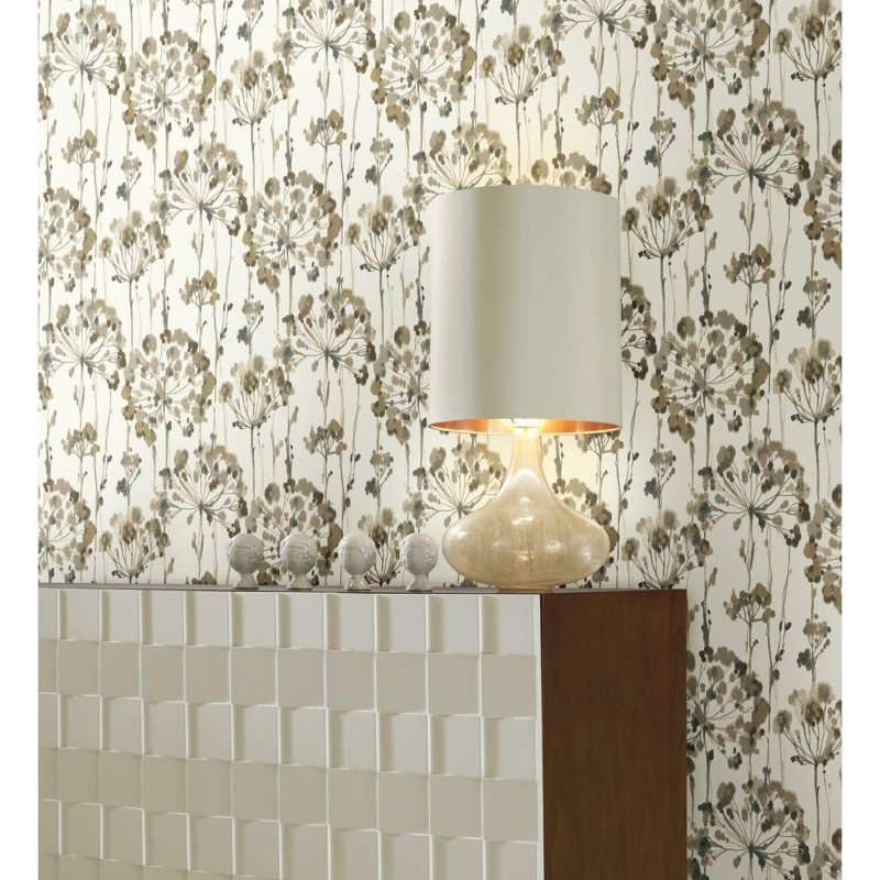 Flourish Floral Peel & Stick Wallpaper Roll, Non-Woven, Neutral