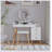 Modern Glass Top Dressing Table With LED Lights, Extendable Side Table, 5 Drawers, Mirror, And Stool For Bedroom