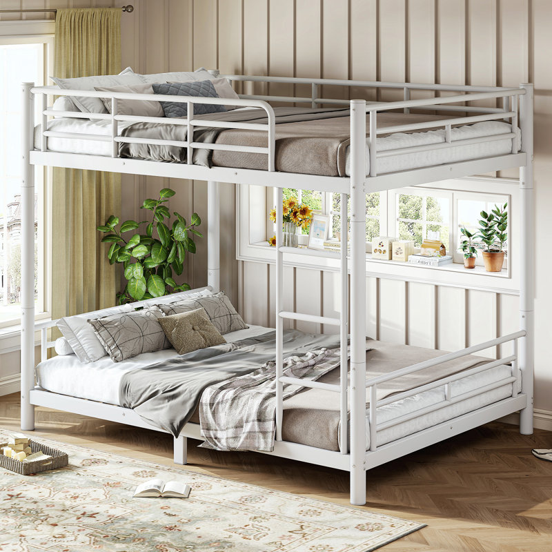 Full over Full Size Metal Bunk Bed for Teens and Adults,Converted Into Two Beds,Space-Saving/Noise Reduced/No Box Spring Needed,Round Tube