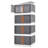 4 Pack Plastic Collapsible Storage Bins with Door and Wheels, Stackable Organizer with Lid and Handle-393570054