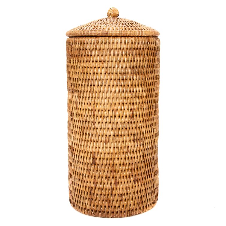 Birch Lane B347B0C704C44812B4C76AA9DA07A4FE Rael Rattan Double Free Standing Toilet Paper Holder Color: Honey Brown