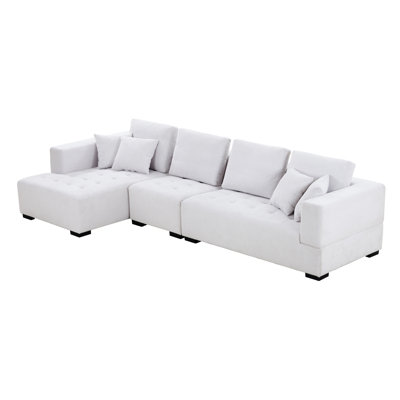 Ambrosio 134.64" Wide Linen Left Hand Facing Sofa and Chaise