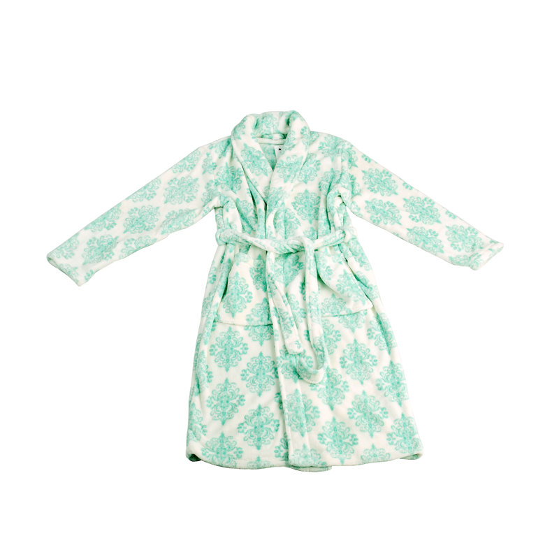 Fleece Gender Neutral Mid-Calf Bathrobe with Pockets, Cascade, Large