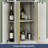 67.9" Tall Corner Bar Storage Cabinet w/ Rotating Wine Rack, White Sand