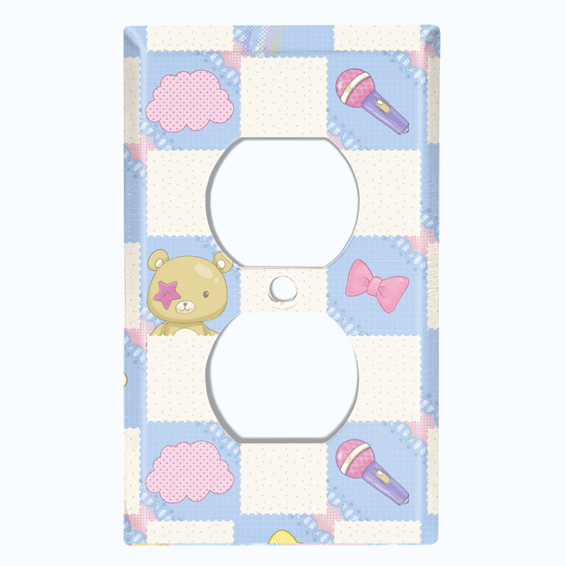 Plaque murale bleue et blanche à 2 bandes Karaoke Bear Chest
