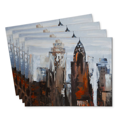 Gray Day in the City Polyester Boltwood Set of 4 - Home Decor