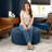Natacia Round Couch Ottoman – Oversized Giant Coffee Table & Foot Rest, Luxe Boucle-125791695-124376496