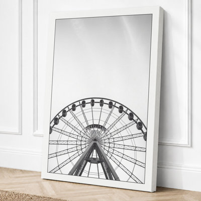 Ferris Wheel Geometry Minimalist - Wrapped Canvas