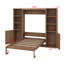 Lit escamotable en bois avec amplement de tablettes de rangement réglables, armoires fermées et conception pliable élégante