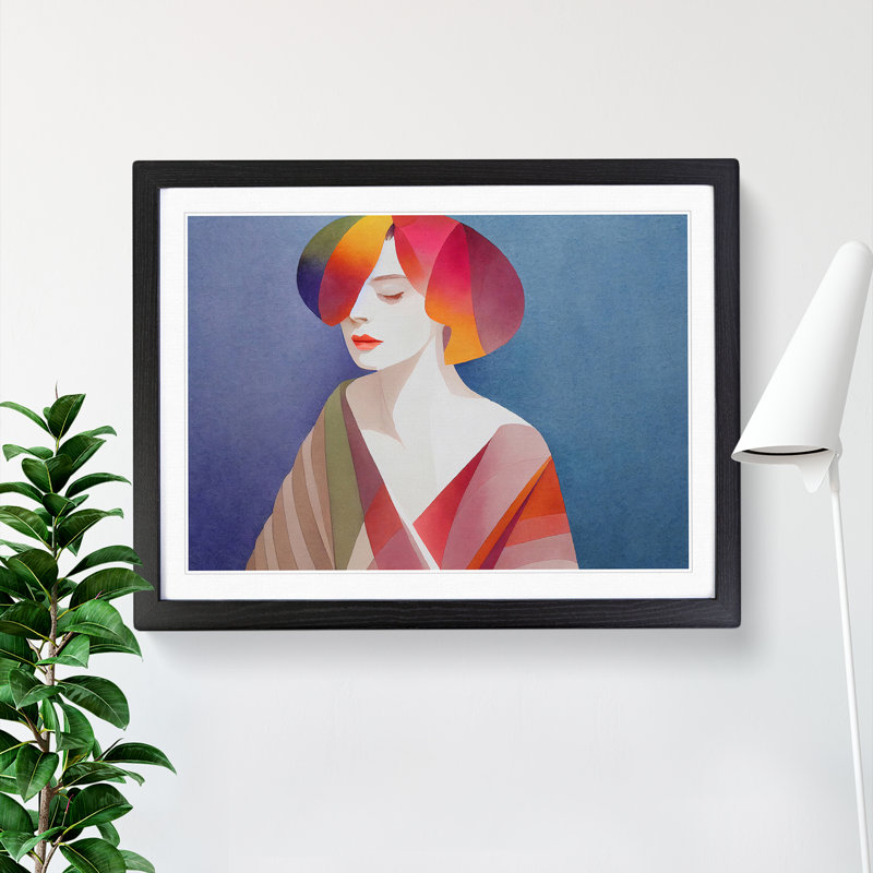 XH1022-10289X Woman In Watercolour - Single Picture Frame Print, 25cm H x 34cm W, Black