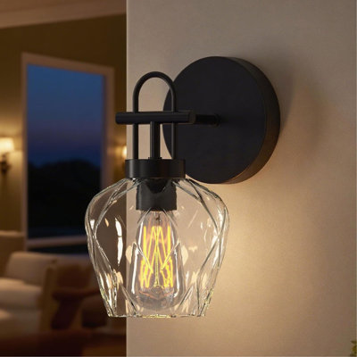 1 - Light Dimmable  Metallic Glass Wall Sconce