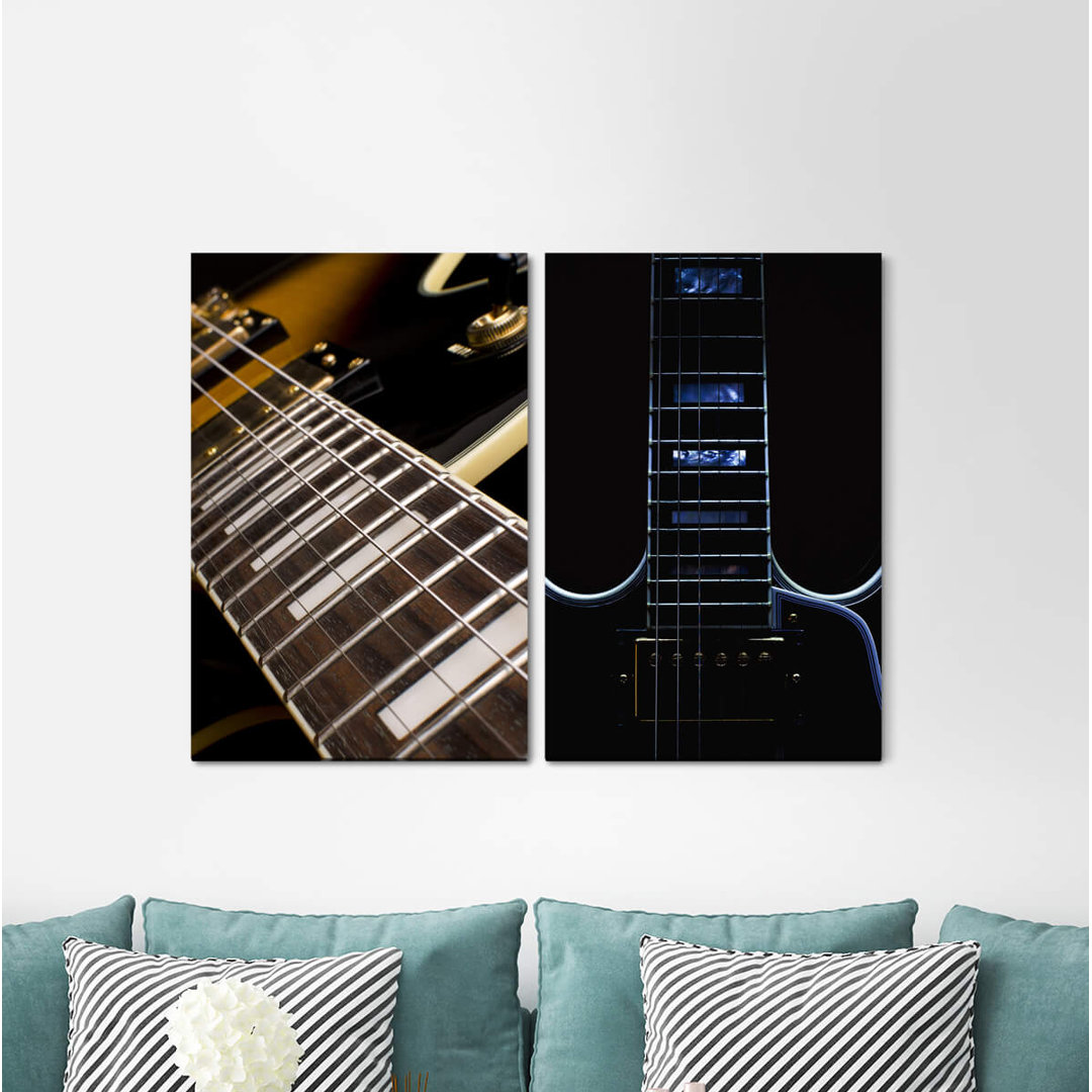 2-tlg. Leinwandbilder-Set - Fotografie „Guitar Strings Music Rock Roll Musician”