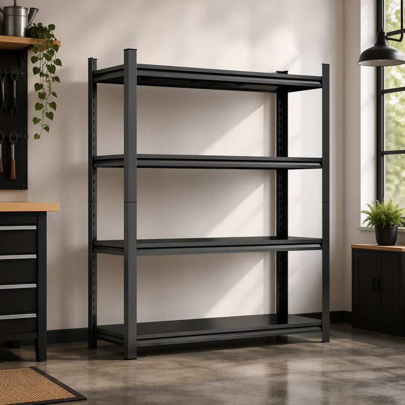 Étagère de rangement en métal à 4 niveaux réglable en hauteur, organisateur vertical, H 63 po x l 45,27 po x P 17,7 po, noir, assemblage requis