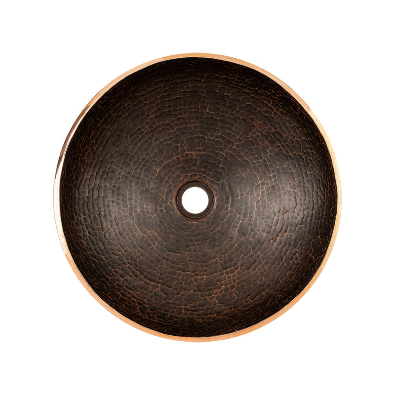 16" Round Hand Forged Old World Copper Vessel Sink