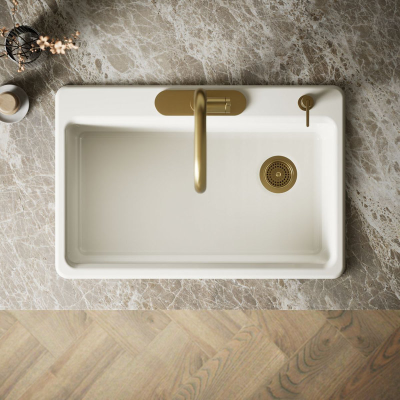 Riverby™ Single-Bowl Top-Mount Kitchen Snk with Accessories, 3 hole, White