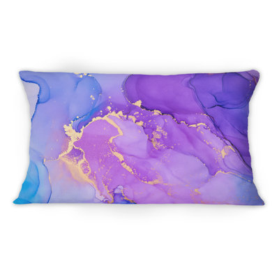 Coussin 12 "x 20" mauve et bleu avec imprimé abstrait Fluid Art