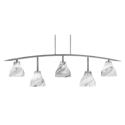 Barre d'éclairage 5 lumières kurve au fini graphite avec verre tourbillon onyx de 6,25 po  