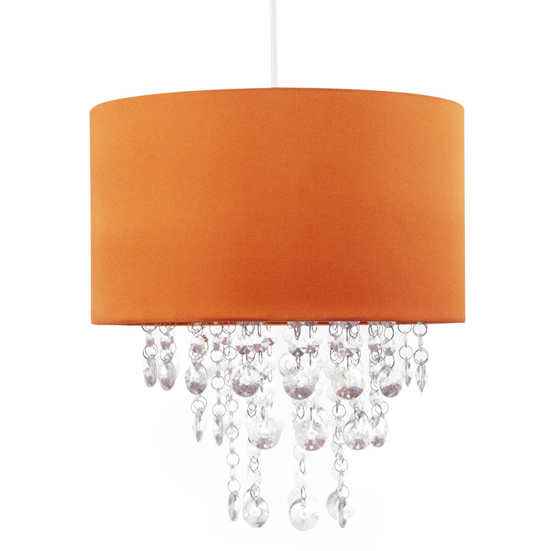 17 cm H Drum Satin Pendant Shade ( Screw On ), Orange