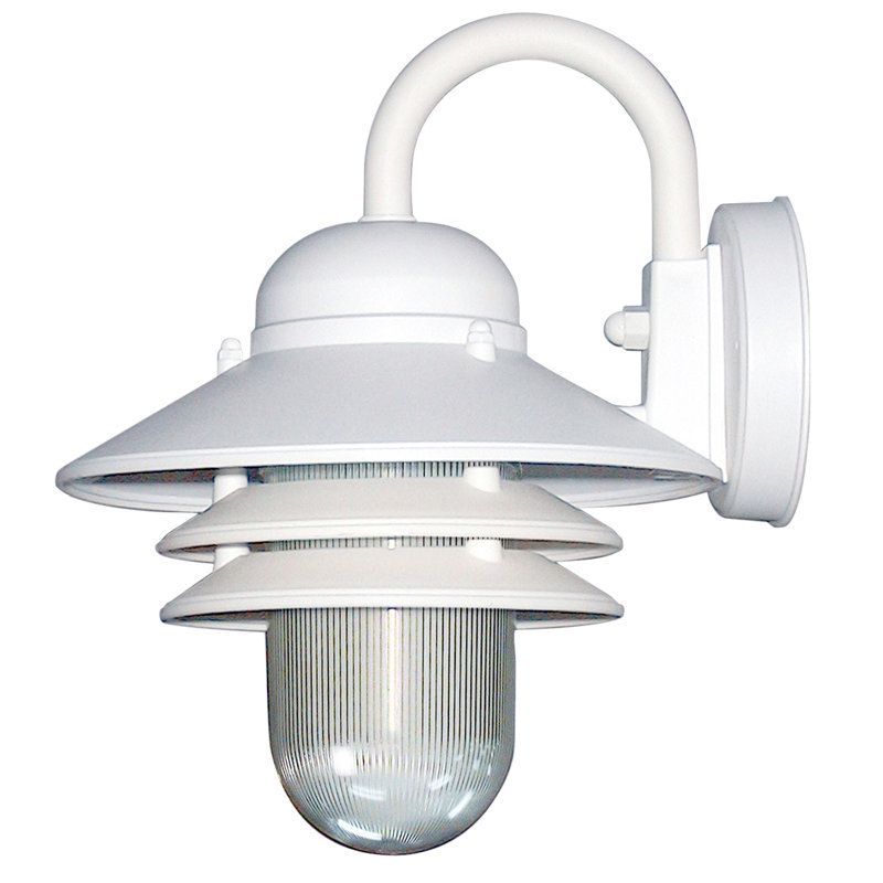 Luminaire de grange d’extérieur 1 ampoule Daveric, Blanc, H 13 po x l 11 po x P 10,06 po