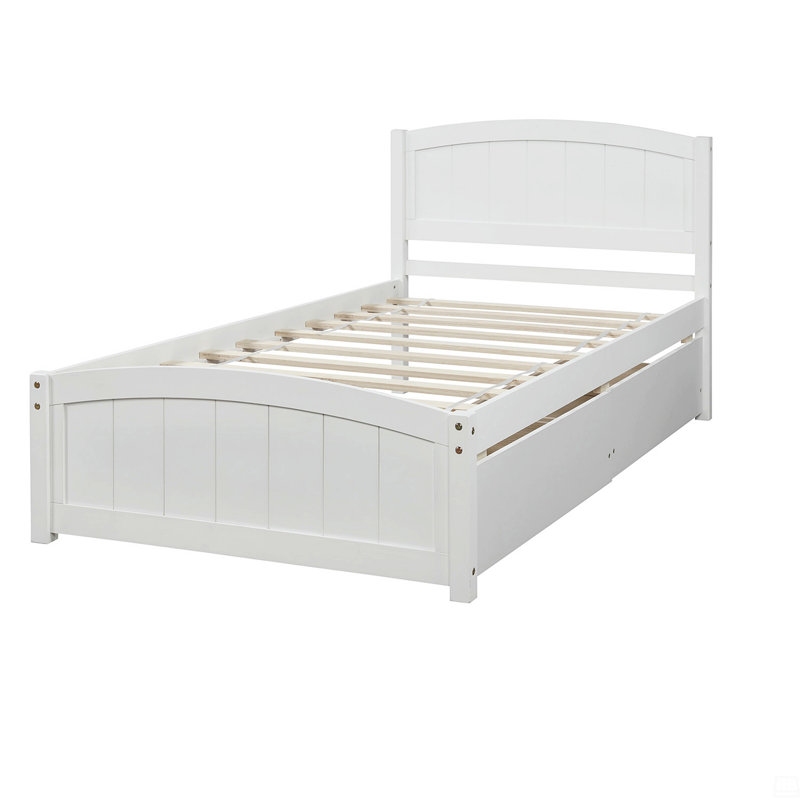 Lit plateforme simple avec deux tiroirs, Blanc