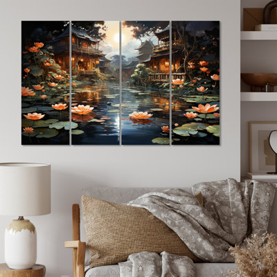 " China Art Lotus Lantern II " 4 - Pieces