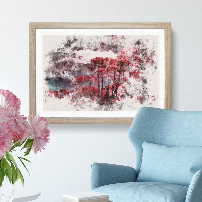 Plum Forest - Framed Print, 62cm H x 87cm W x 2cm D, Oak Framed