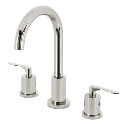 Kingston Brass Serena Two-Handle 3-Hole Deck Mount Widespread Bathroom Faucet with Brass Pop-Up Drain