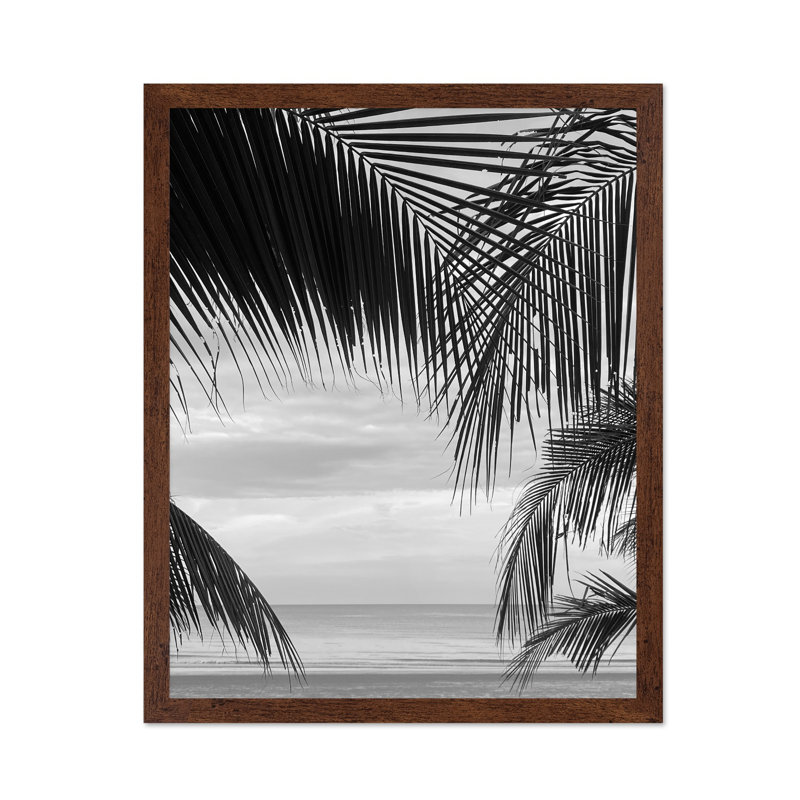 Vue entre les feuilles de palmier, Poster, 24"H x 32"W, Brown Framed