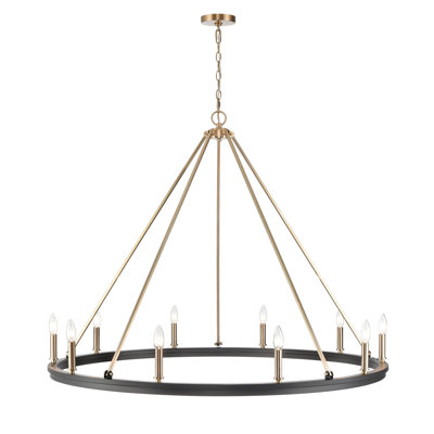 10 - Light Dimmable Wagon Wheel Chandelier