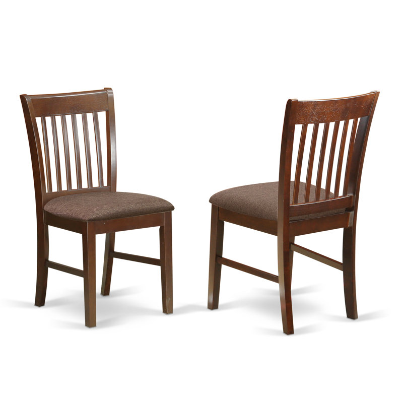5 Piece Dining Set Includes a Square Solid Wood Table and 4 Linen Fabric Kitchen Room Chairs, Mahogany