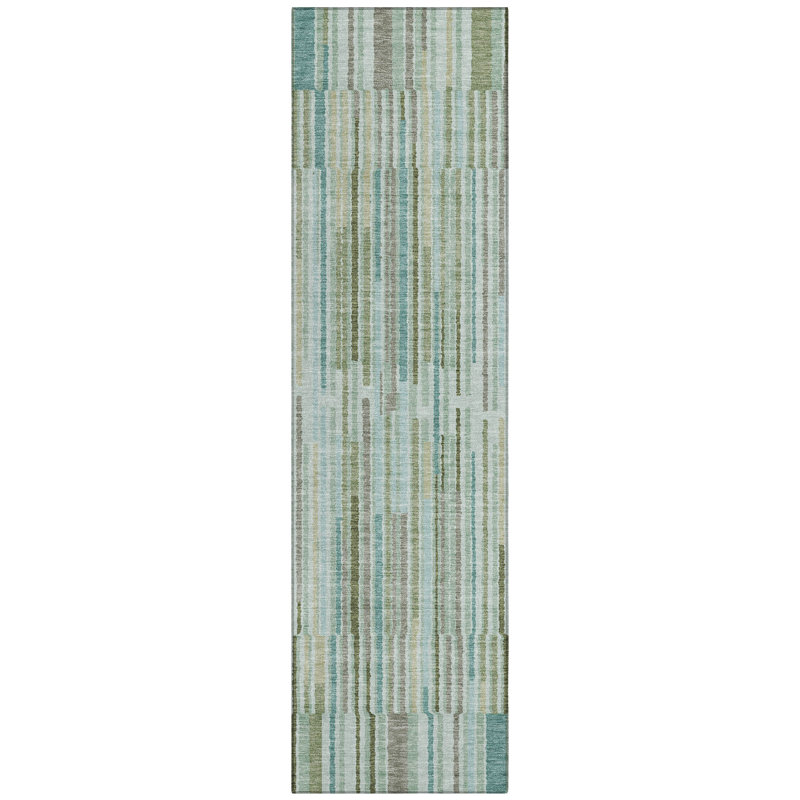 Machine Washable Indoor/Outdoor Xhevrie Aloe Rug, Runner 2'3" x 7'6"