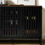 Commode de chambre moderne en noir avec 3 grands tiroirs et 4 tablettes en métal