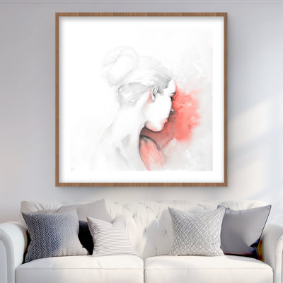 Pastel Woman - Figurative Framed Matted Print for Home Decor