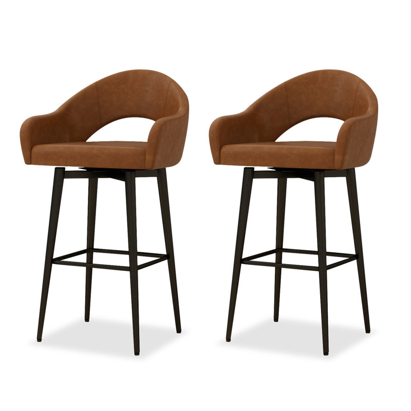 Corrigan Studio Swivel Bar Stool With Back, Brown