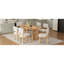Ensemble de table de salle à manger en bois naturel pour 6 personnes avec 6 chaises rembourrées, table rectangulaire en bois massif de 60 pouces avec pieds découpés, sièges beiges