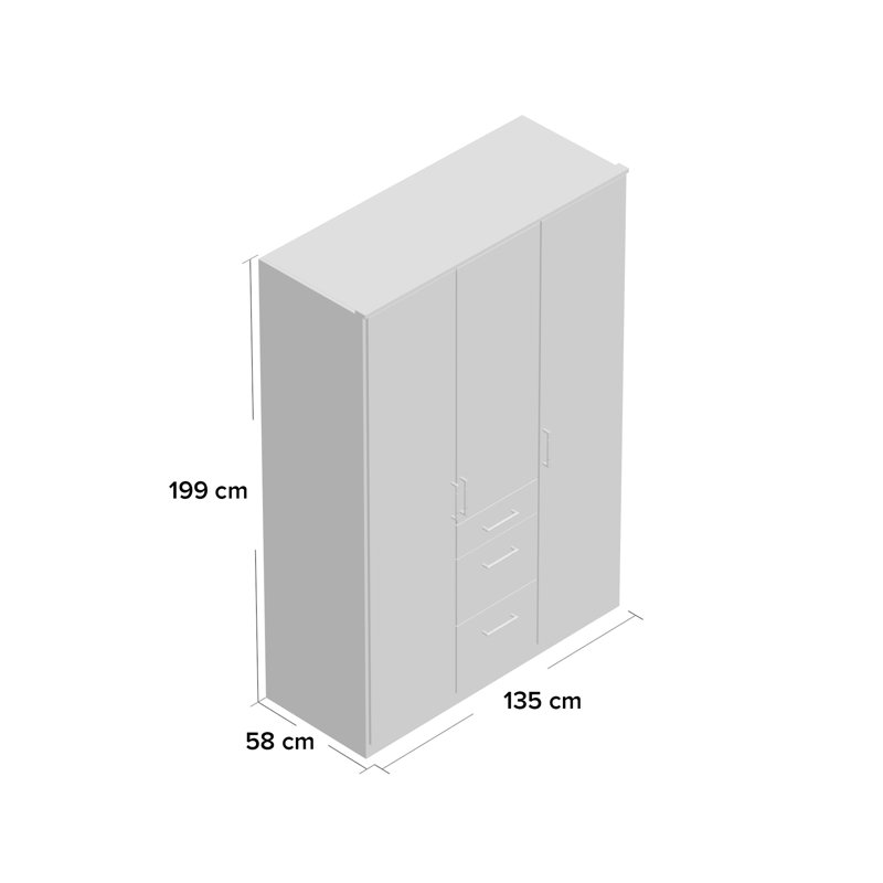 Arnfast 3 Door Manufactured Wood Wardrobe