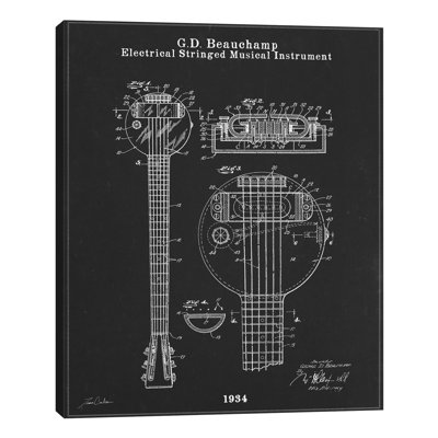 G.D. Beauchamp Electrical Stringed Musical Instrument by Tina Carlson - Wrapped Canvas Print