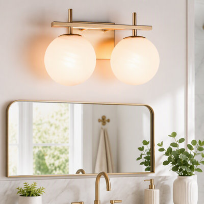 Applique murale moderne à 2 lumières pour salle de bain, avec abat-jour en verre texturé marbre blanc, idéale pour miroir de salle de bain, chambre ou corridor (ampoules non comprises).