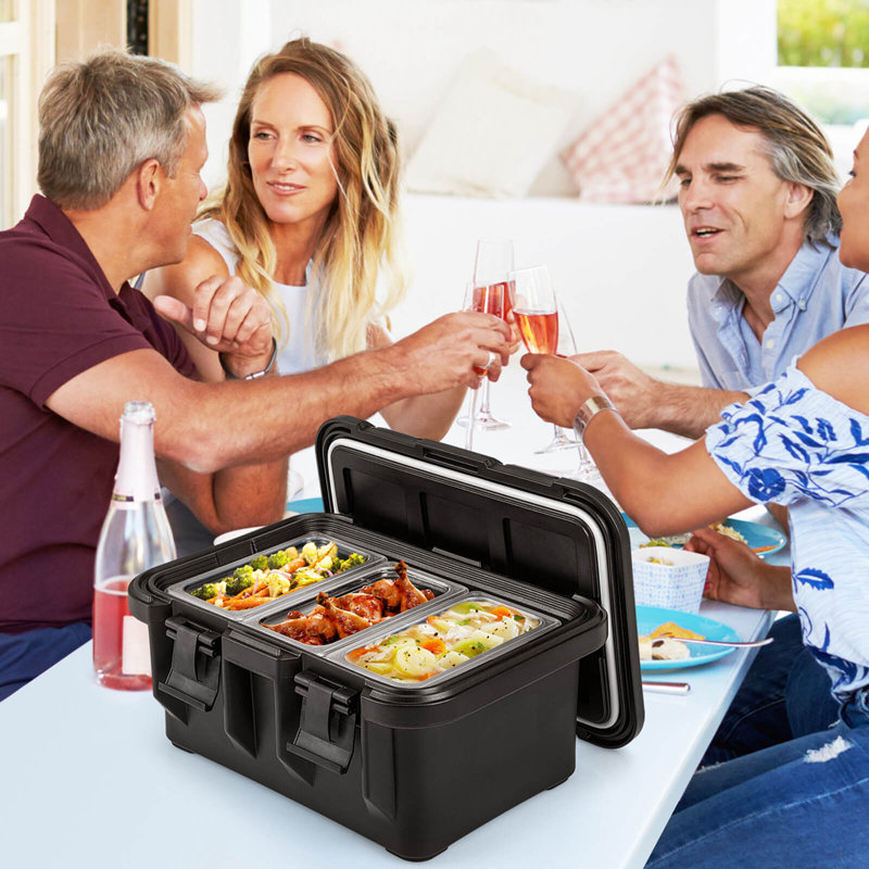 Costway 1 Pcs Insulated Food Pan Container 31 Qt Stackable Hot Box With 3 Transparent Pans
