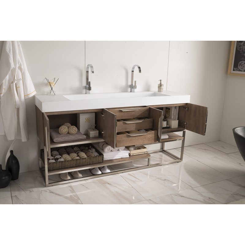Columbia 72'' W Single Vanity, Glossy White, Dusk Gray, Brushed Nickel
