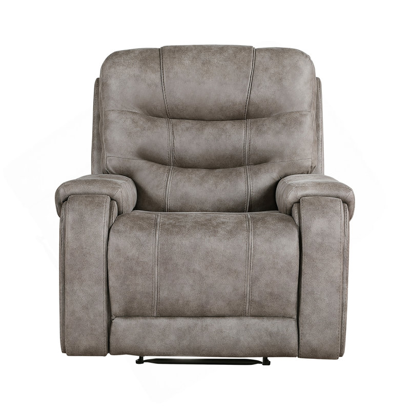 Fauteuil inclinable 1 pièce Modern Living, revêtement en microfibre polie, cadre en bois massif brun grisâtre