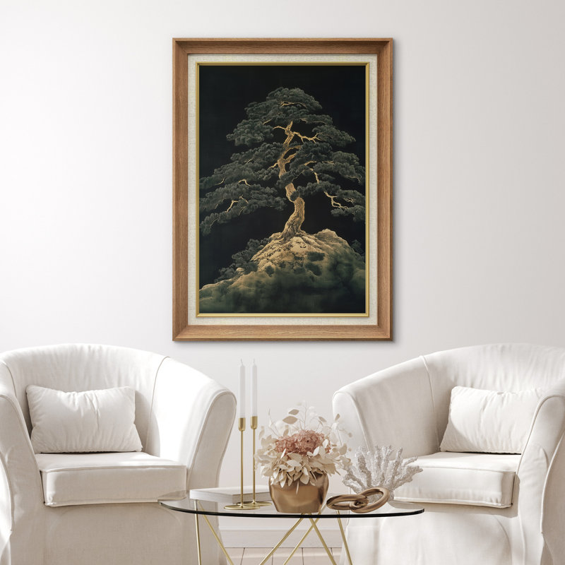 Pin sur rocher, art mural encadré, H 36 po x l 26 po x P 1,5 po, Cadre naturel de qualité supérieure