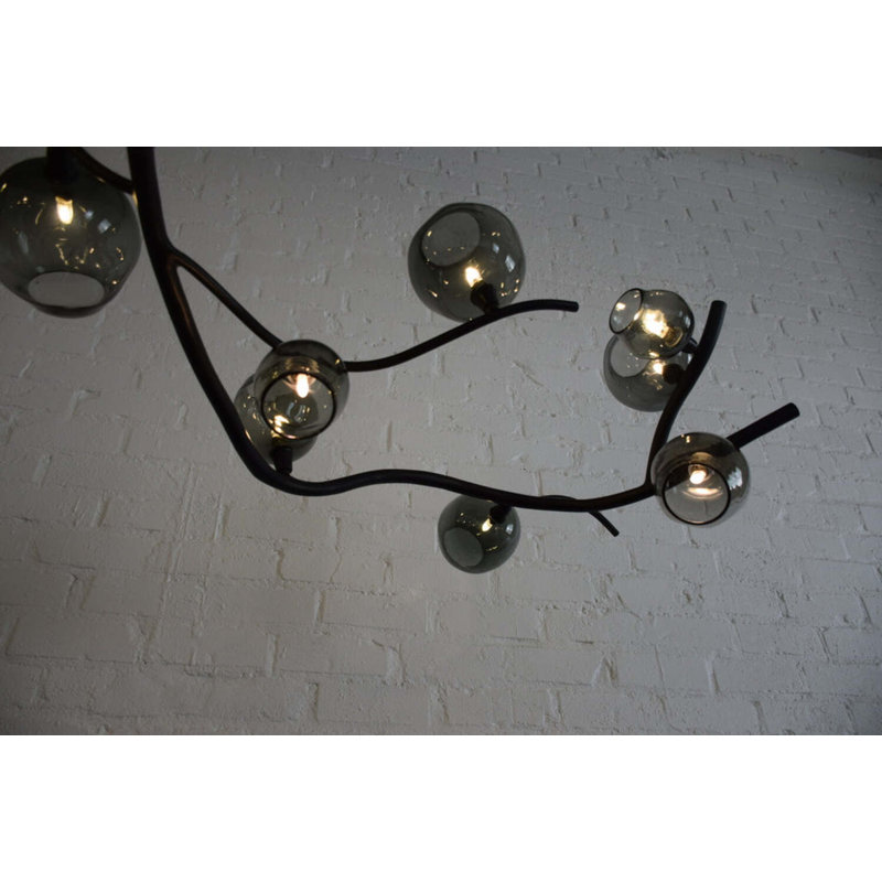 Lustre 16 lumières Lucia, Fumée, Bronze antique frotté à la main